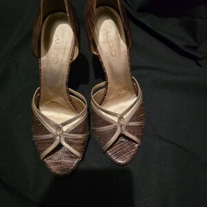 Aldo Brown Crisscross Heels